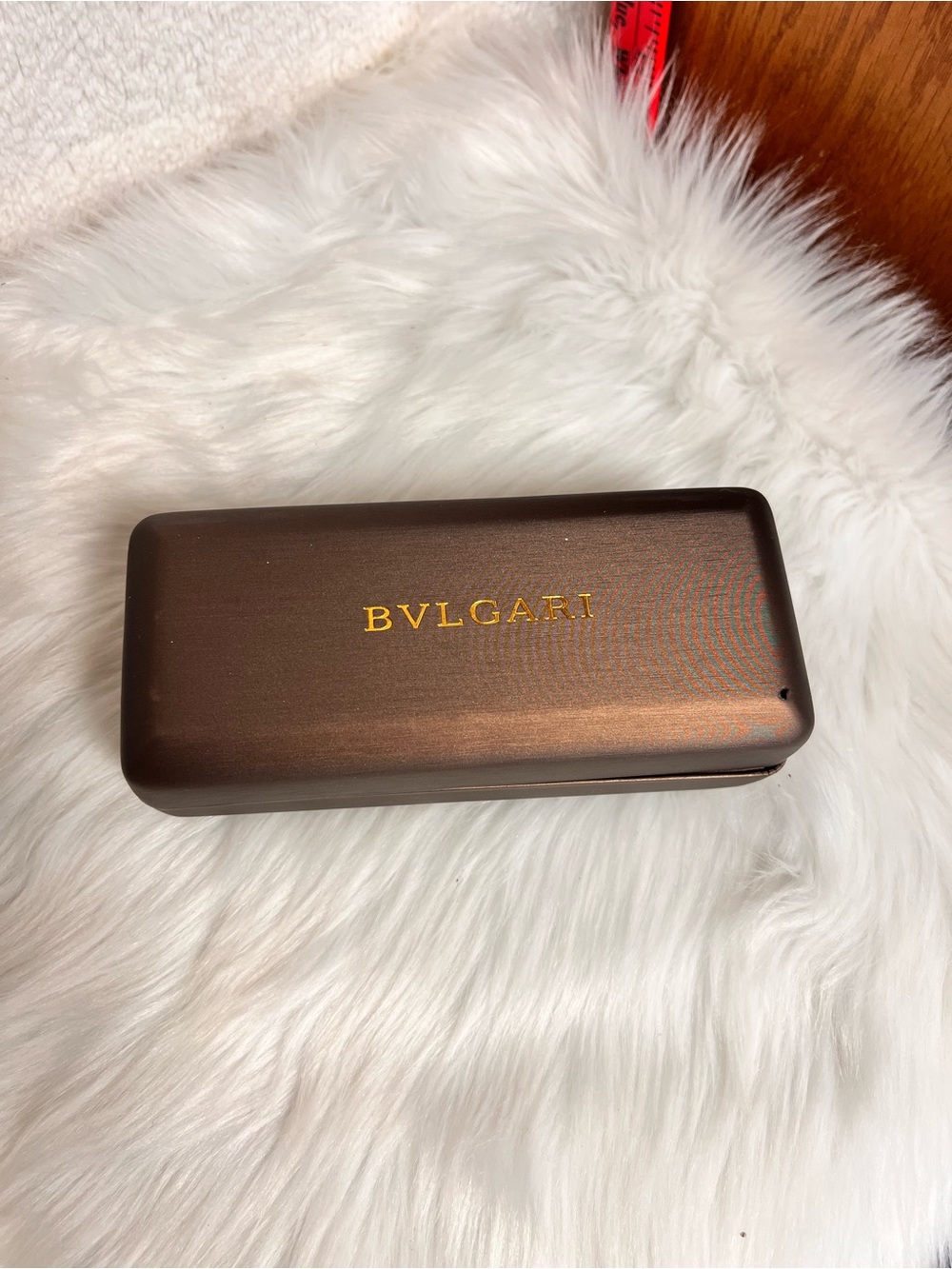 Bvlgari Brown Sunglasses Case with Gold Logo